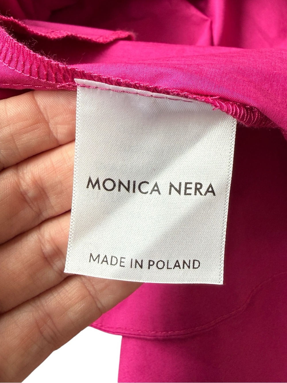 Monica Nera Fuchsia Maxi Dress Cotton Shoulder Bow Strap Minimalist XS Chic Luxe - Picture 8 of 10